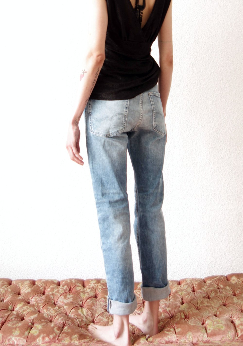 Oversized Exfreund-Jeans Gr. 28/32 S M ripped destroyed Technobarbie Festival Grunge