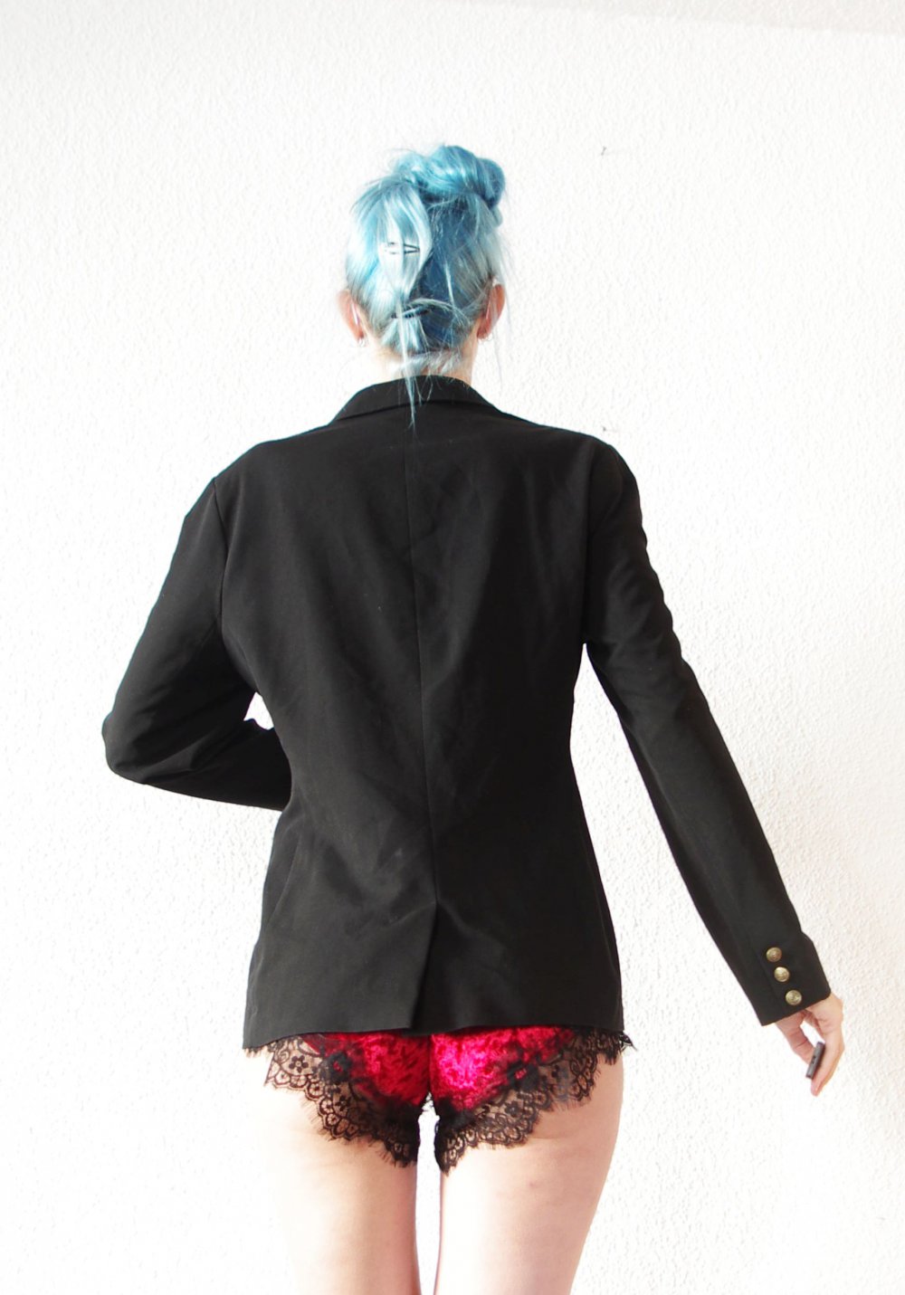 Lässiger oversized Blazer Gr. M-XL Business Jacke Stoff schwarz edel