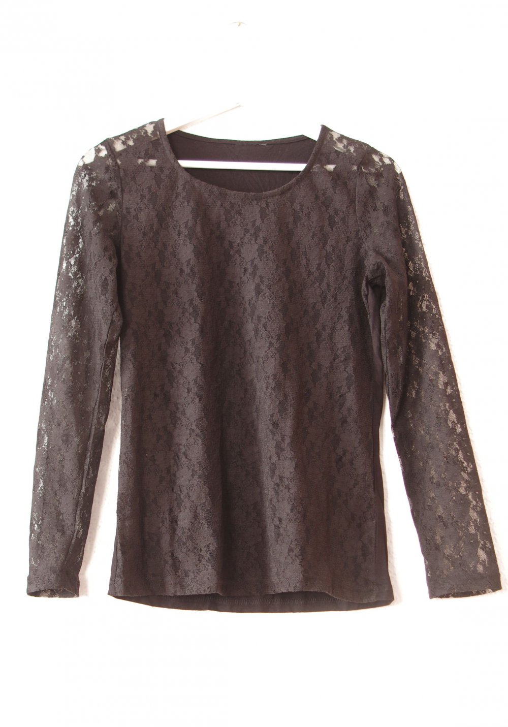 Teiltransparentes Spitzenshirt Gr. S M Langarm florale Spitze Nasty Gal