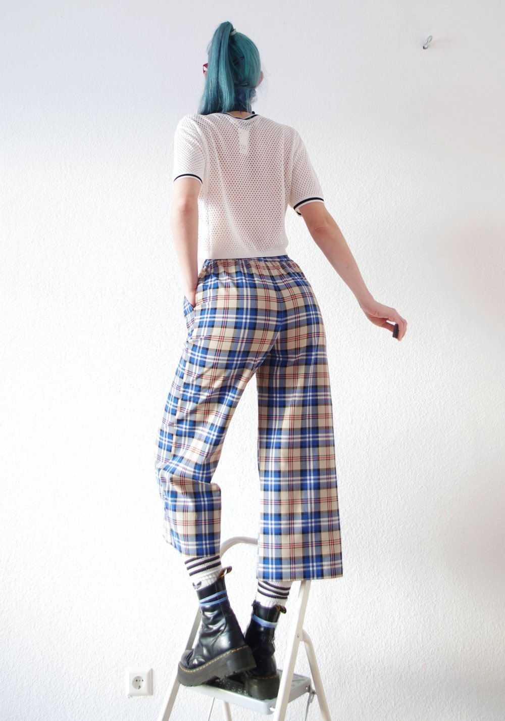 Highwaist retro Hose Gr. M 38 Urban Outfitters kariert Festival Technobarbie y2k