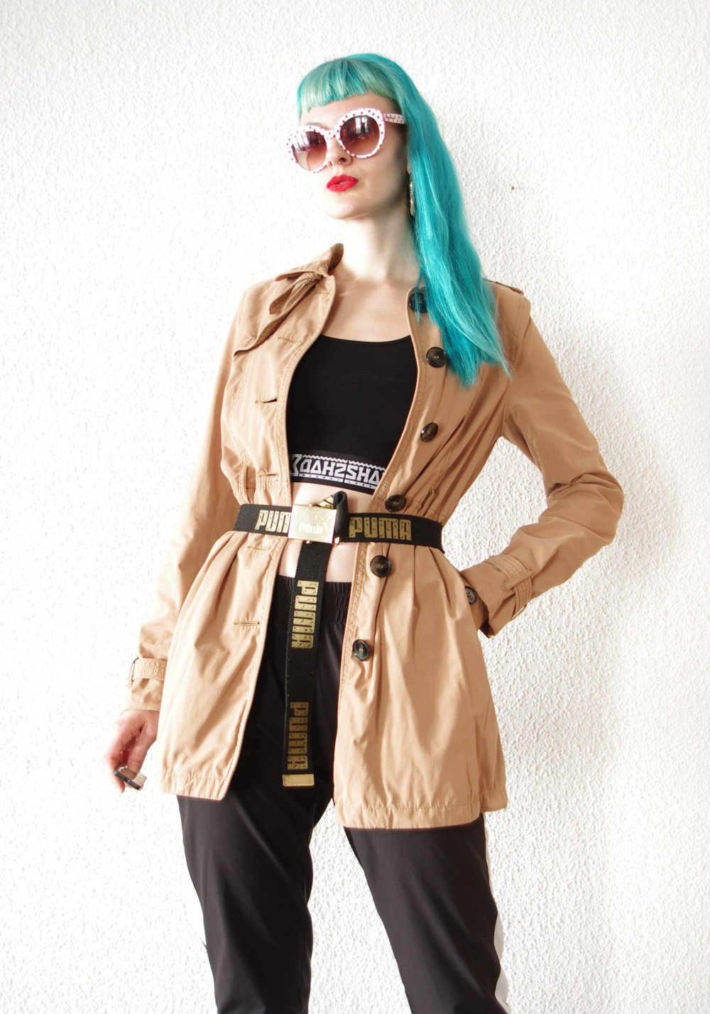 Lässiger Trenchcoat nude Gr. 38 M retro Zweireiher hellbraun 80er elegant Jacke Mantel