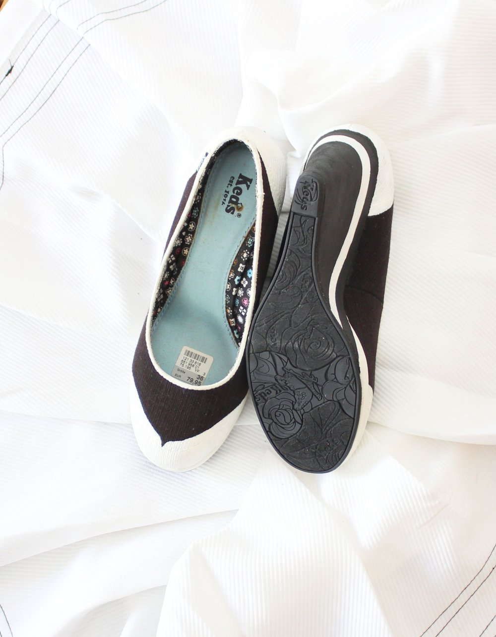 Zuckersüße retro Pumps Gr. 36 Keds schwarz weiß Plateau Wedges BNWT