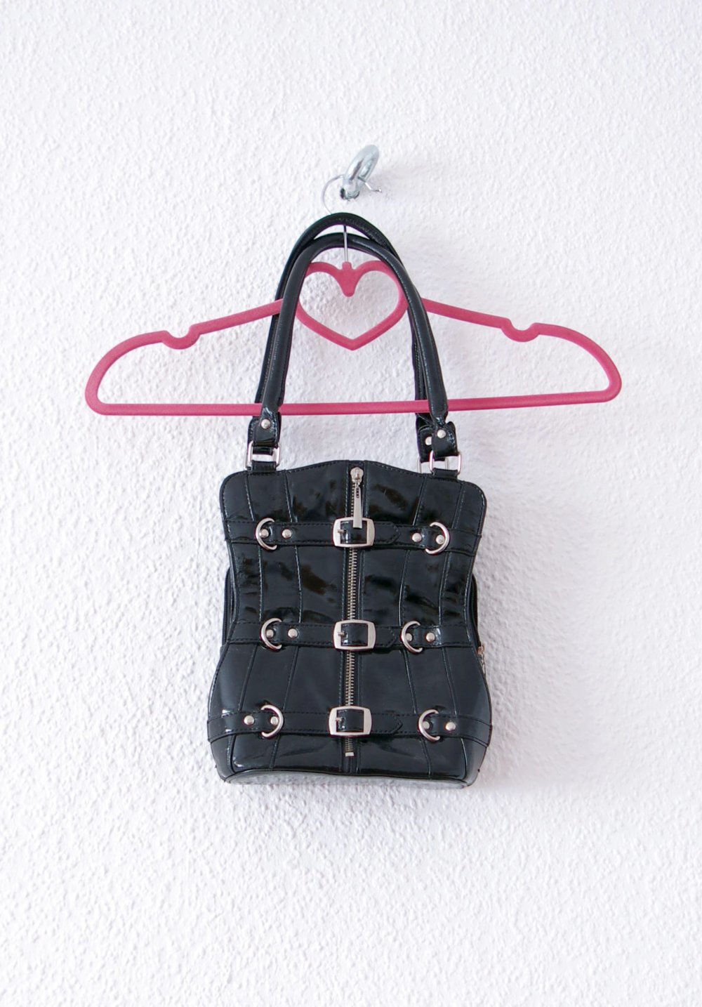 Shiny Korsett-Handtasche Goth Lack Kunstleder PVC bratz Schnallen Buckles