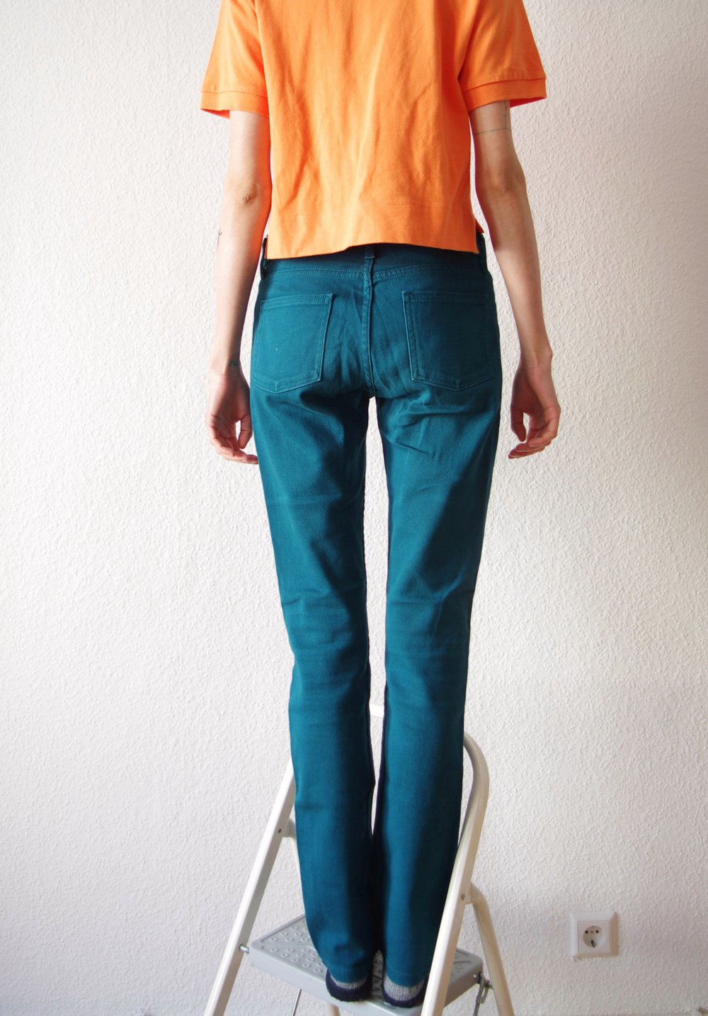 Petrolfarbene American Apparel Jeans Gr. 36/38 Techno y2k Röhrenhose Slim Slack