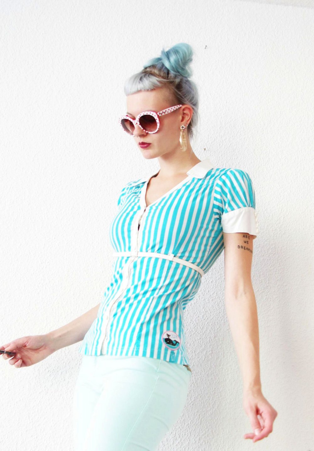 Gestreifte Retro Bluse Gr. M S PinUp Puyys Deluxe Diner 60er Rockabilly Festival