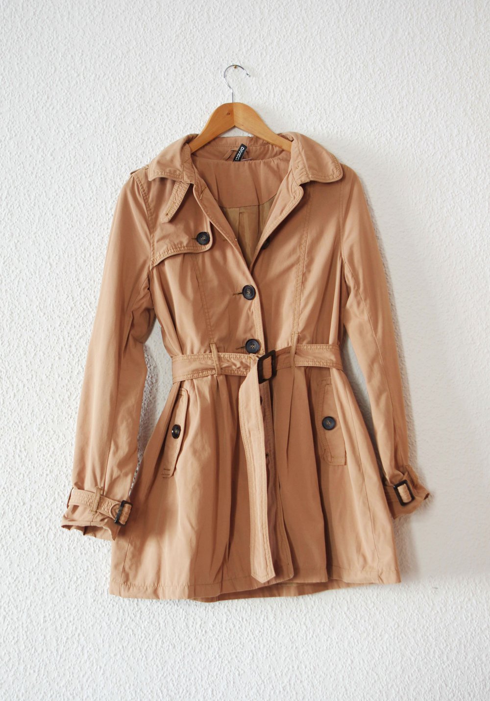 Lässiger Trenchcoat nude Gr. 38 M retro Zweireiher hellbraun 80er elegant Jacke Mantel