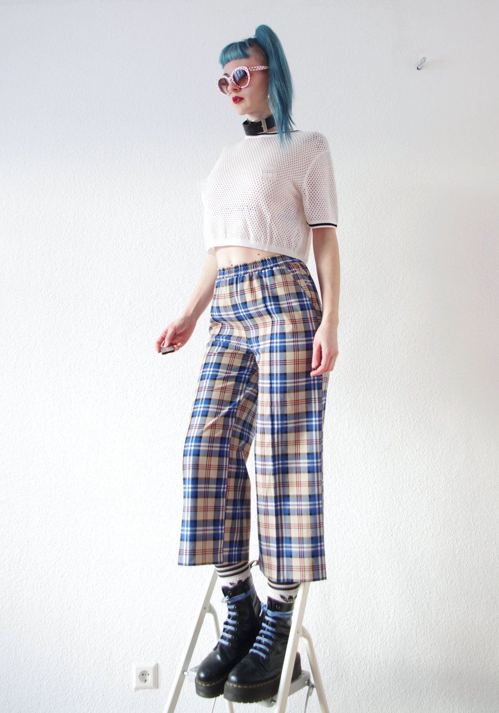Highwaist retro Hose Gr. M 38 Urban Outfitters kariert Festival Technobarbie y2k