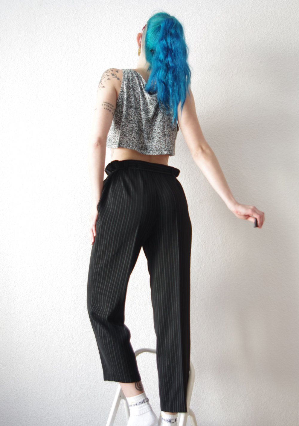 Gestreifte oversized highwaist Hose Gr. M 38 48 Festival Technobarbie Capsule y2k
