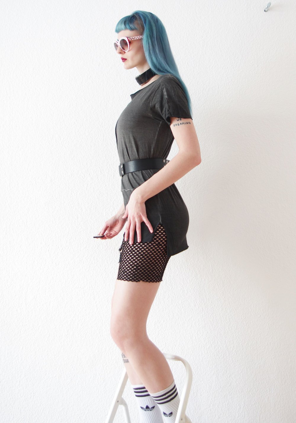 Postapokalyptisches Longtop Minikleid Gr. S 36 38 bleach used Look Technoshaman
