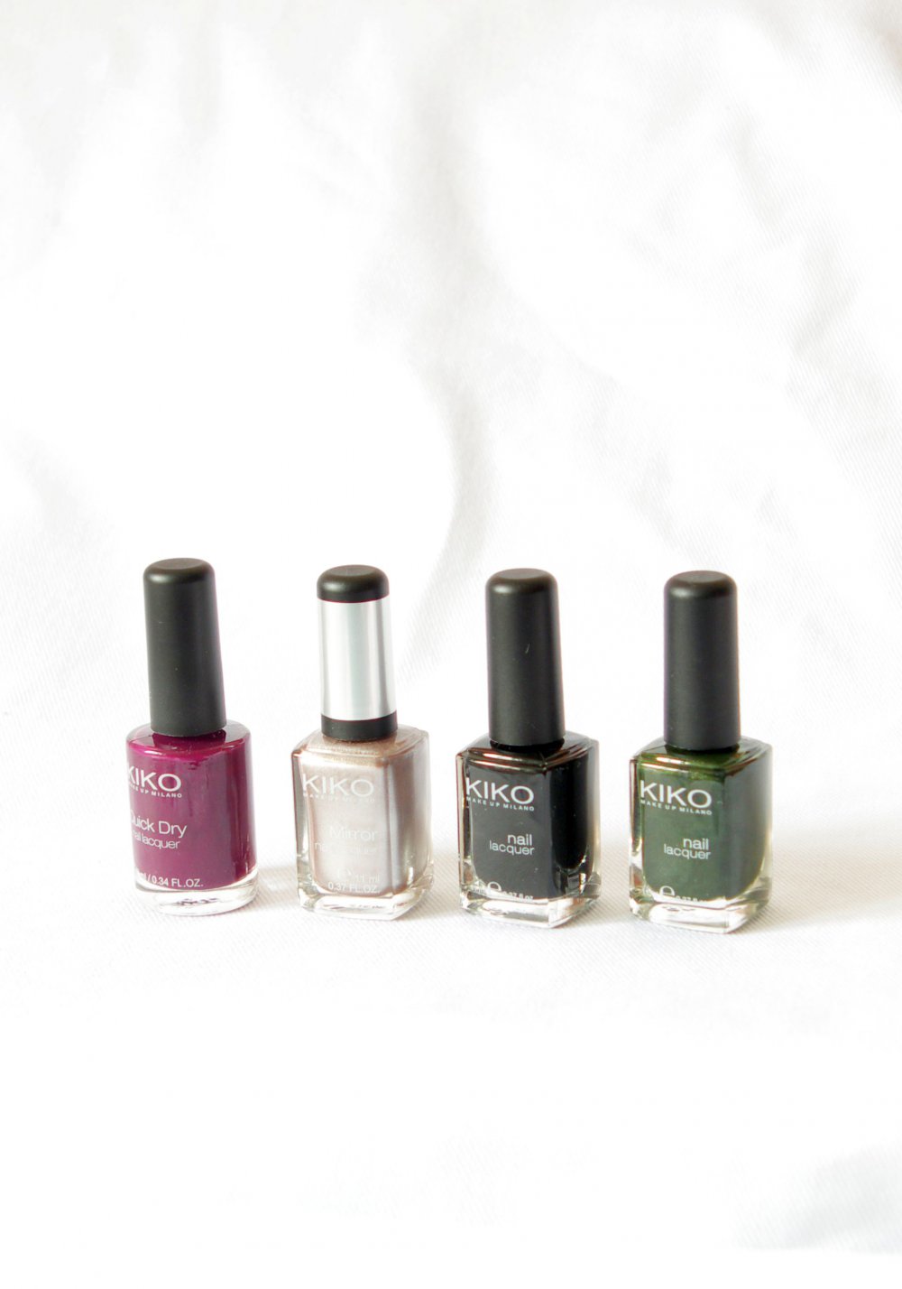 4er Set Nagellack NEU KIKO dünkelgrün schwarz bordeaux rot metallic taupe
