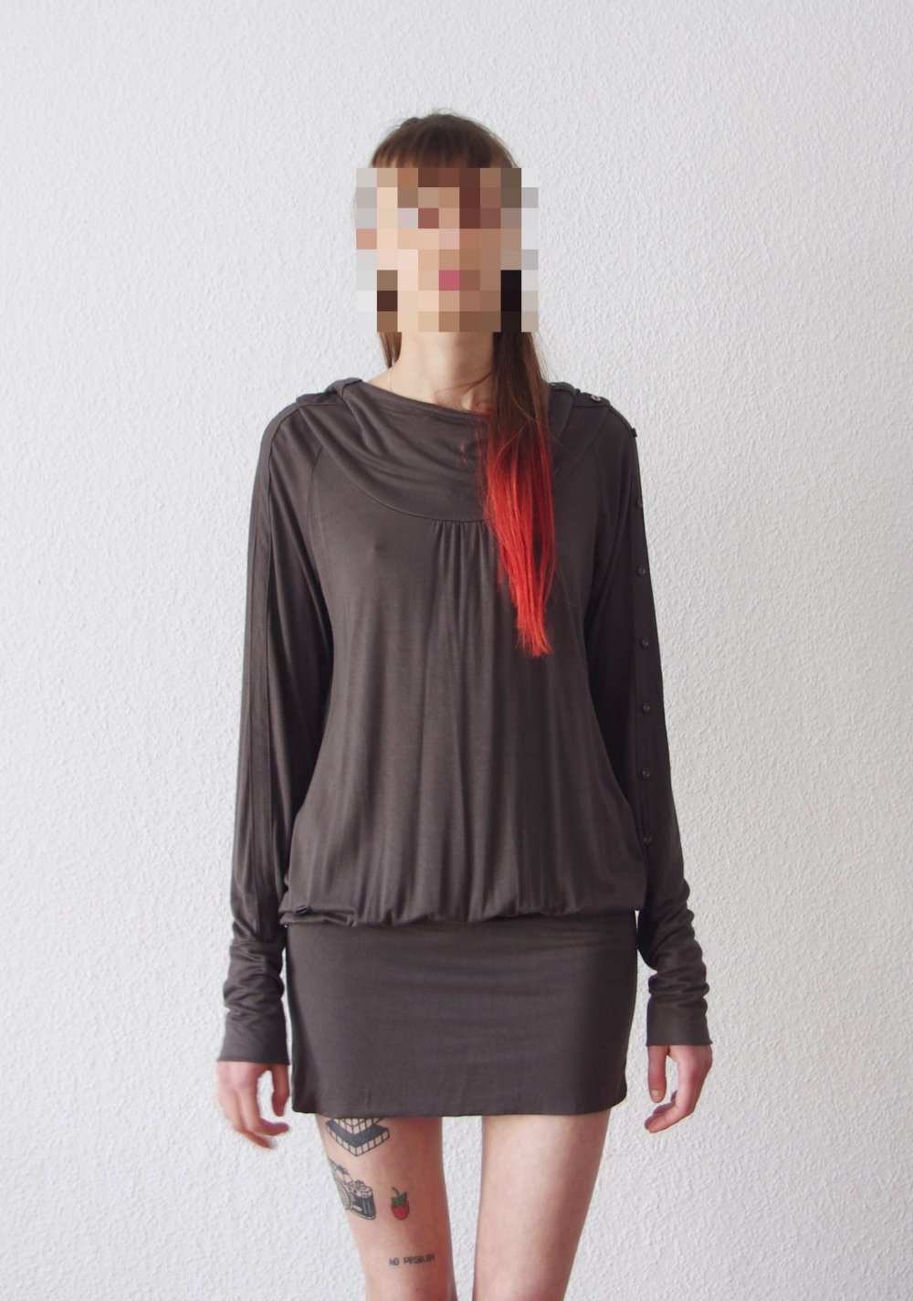 Postapokalyptisches Kapuzenkleid (NP 70€) Gr. S 36 38 Longpullover Hoodie Ragwear Techno