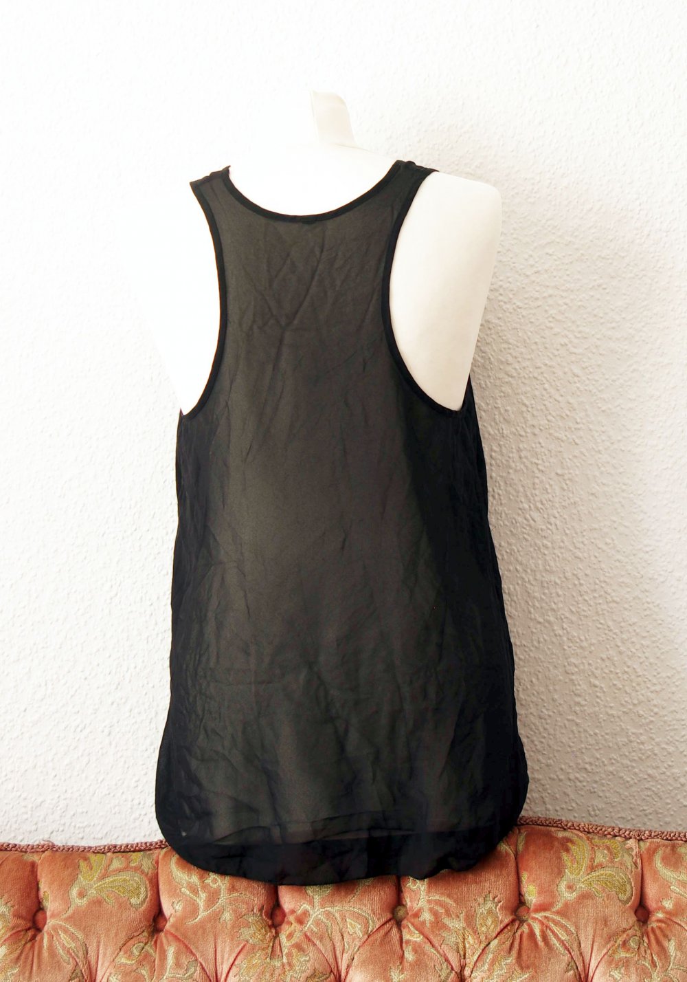 Durchsichtiges Mesh Top Gr. S M Pinup retro Blusentop Technoelfe Tanktop schwarz