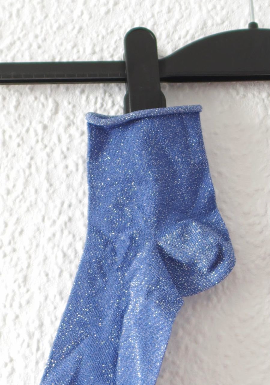 Zarte retro Glitzersöckchen Gr. 39-41 blau silber Socken Calzedonia neuwertig