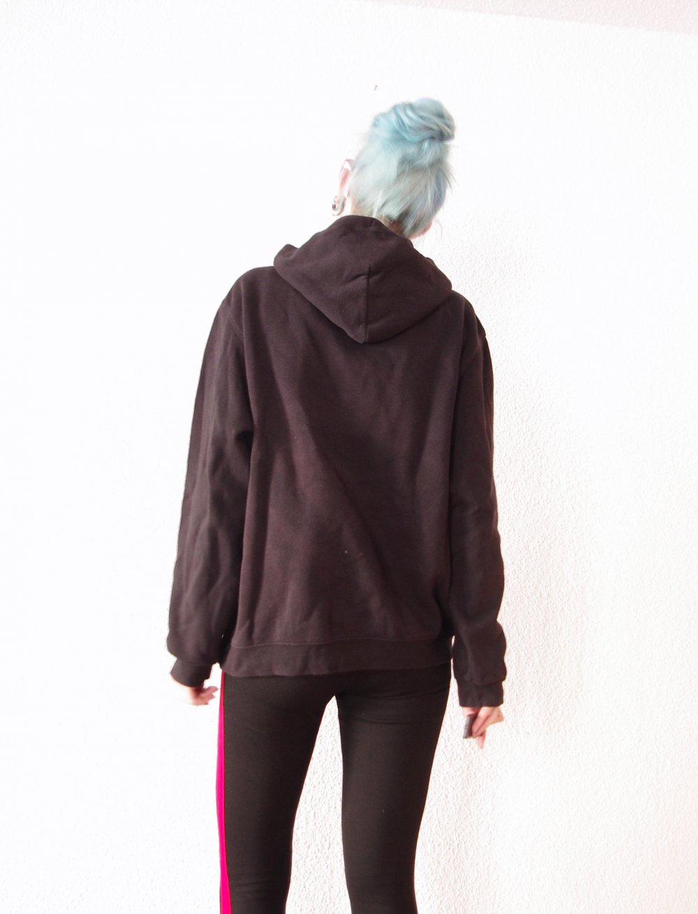 Schwarzer Printpullover Evolution Gr. XL L M oversized Hoodie Kapuzenpullover