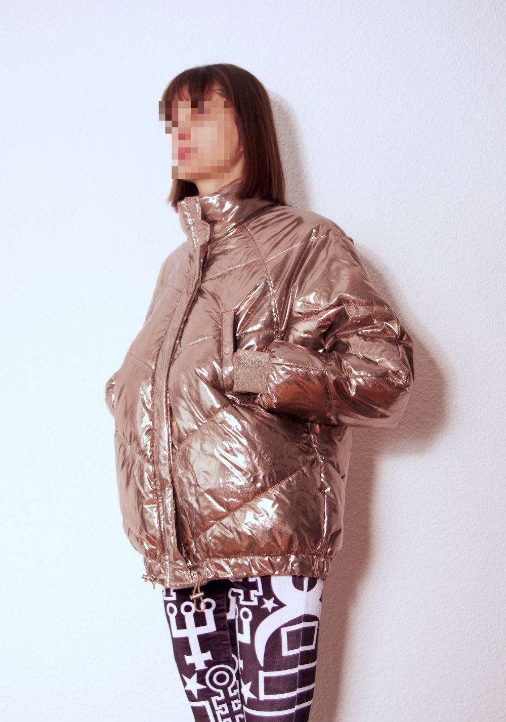 Shiny Pufferjacke metallic Gr. 38 S M oversized Technobarbie bratz Berghain Winter 90er y2k
