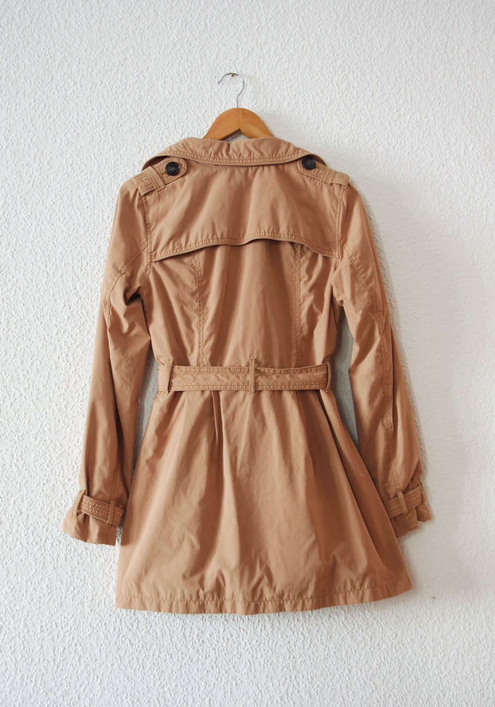 Lässiger Trenchcoat nude Gr. 38 M retro Zweireiher hellbraun 80er elegant Jacke Mantel