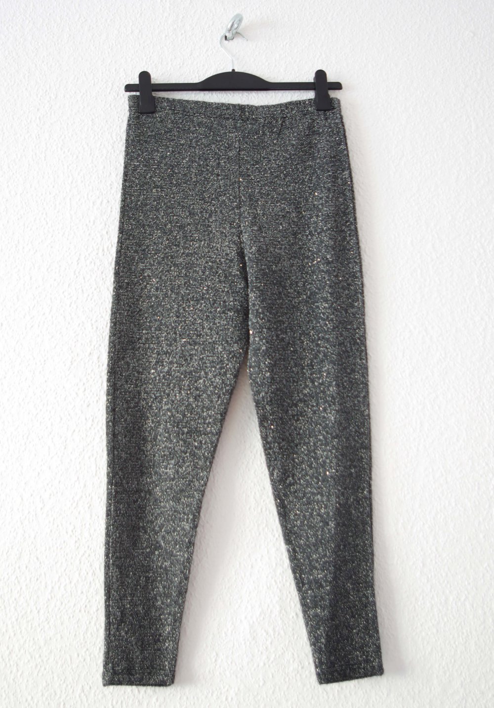 Shiny Glitzer Leggings Gr. M L schwarz silber highwaist Technobarbie Gothic Festival Rave