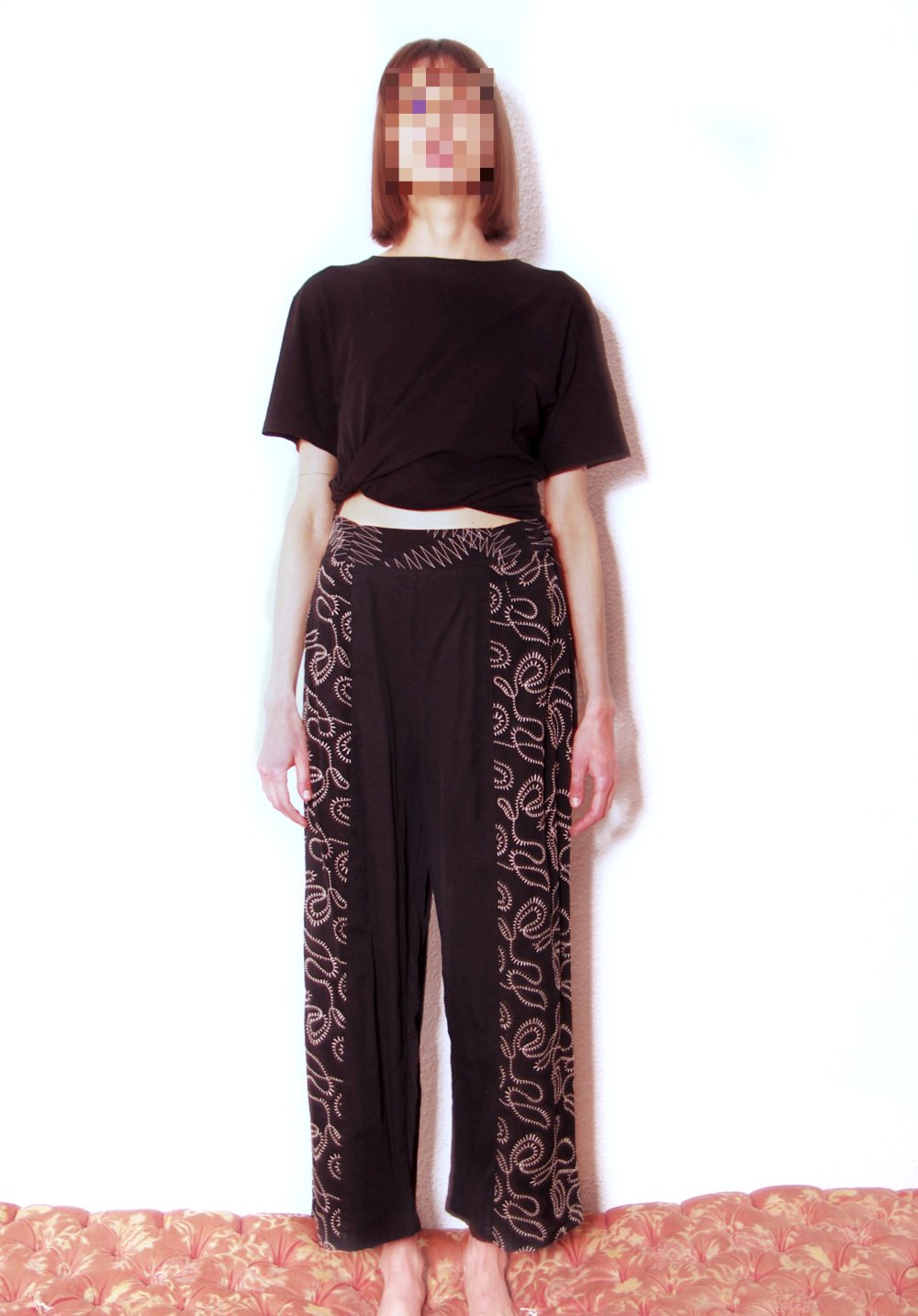 Highwaist Culotte Palazzo Gr. 38 36 M S Mandala weite Hose Technobarbie Rave vintage