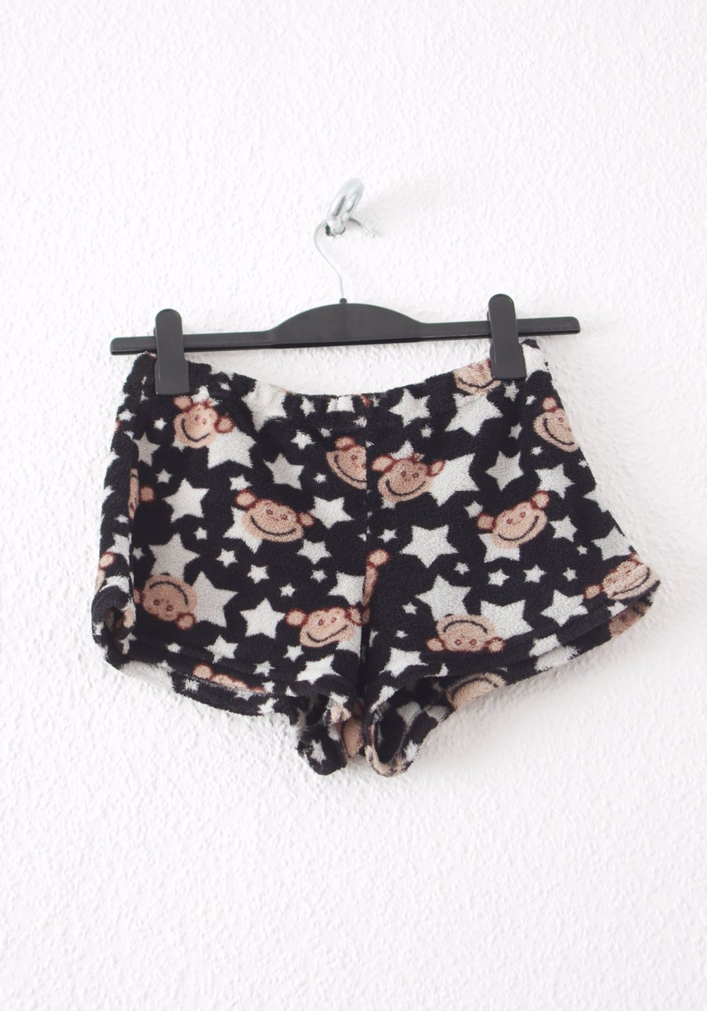 Plüsch Hot Pants mit Print Gr. M S 38 36 Nicki Shorts Festival cozy