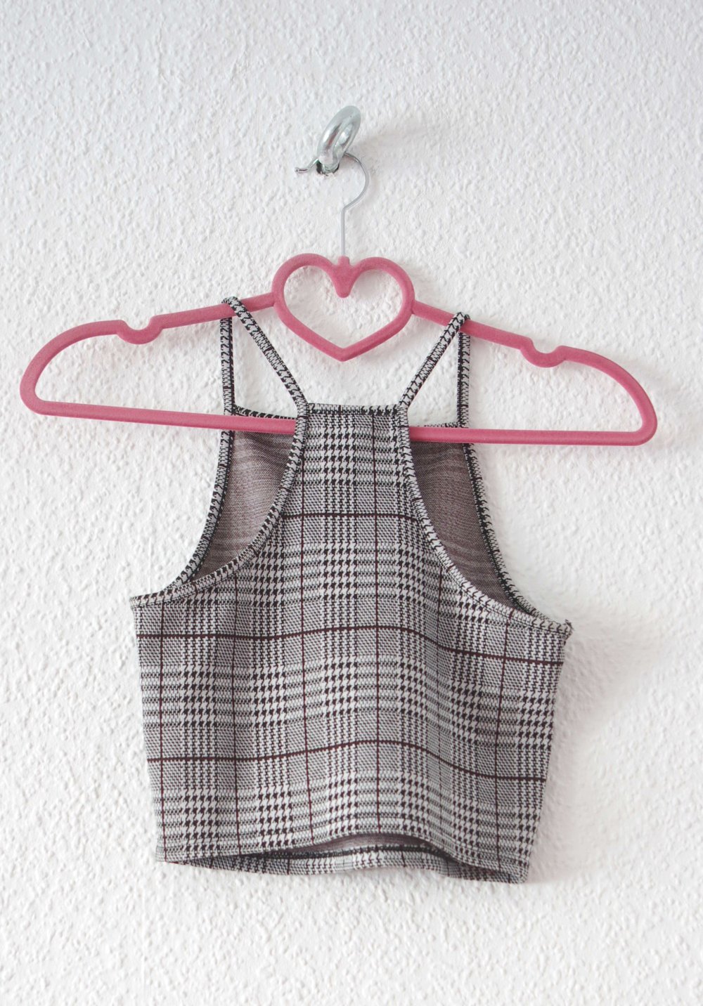 Cami Crop Top Gr. XS S schwarz weiß Rave Festival Technobarbie elegant Hahnentritt