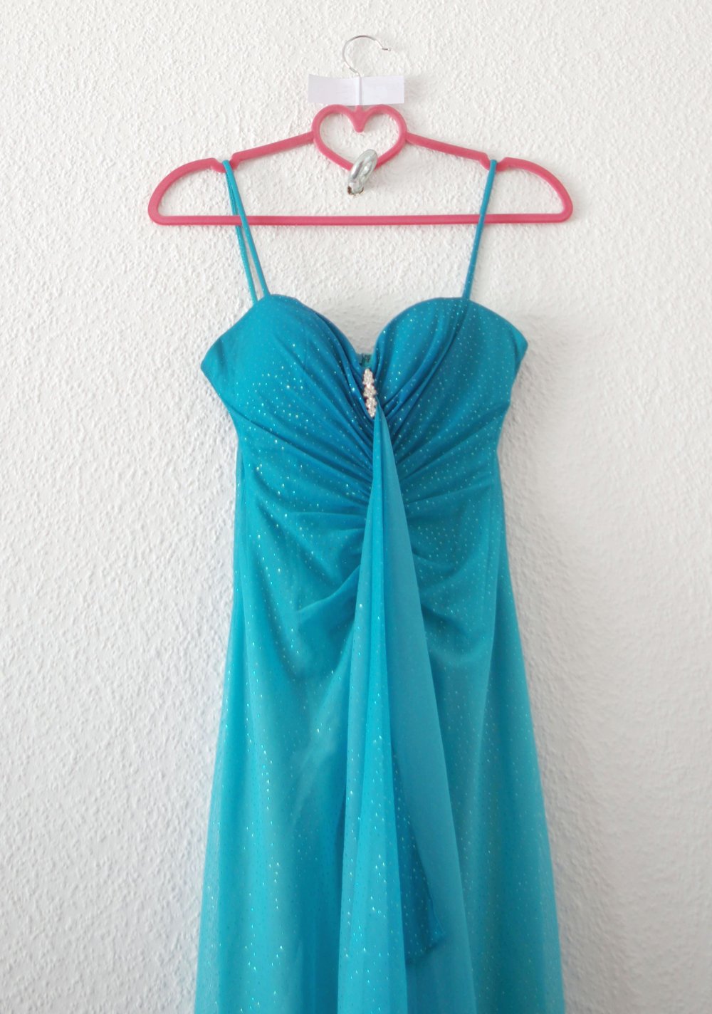 Wunderschönes drapiertes Meerjungfrauen Abendkleid Gr. S M 36 38 Mesh Organza shiny glitzernd