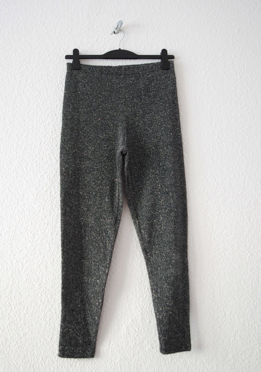 Shiny Glitzer Leggings Gr. M L schwarz silber highwaist Technobarbie Gothic Festival Rave