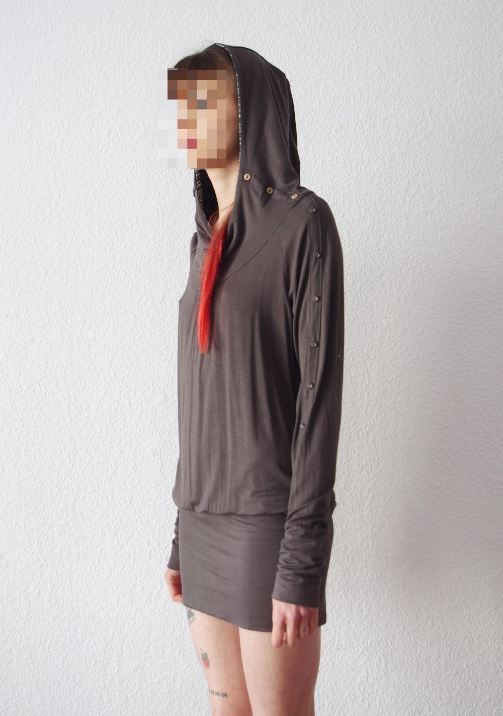 Postapokalyptisches Kapuzenkleid (NP 70€) Gr. S 36 38 Longpullover Hoodie Ragwear Techno