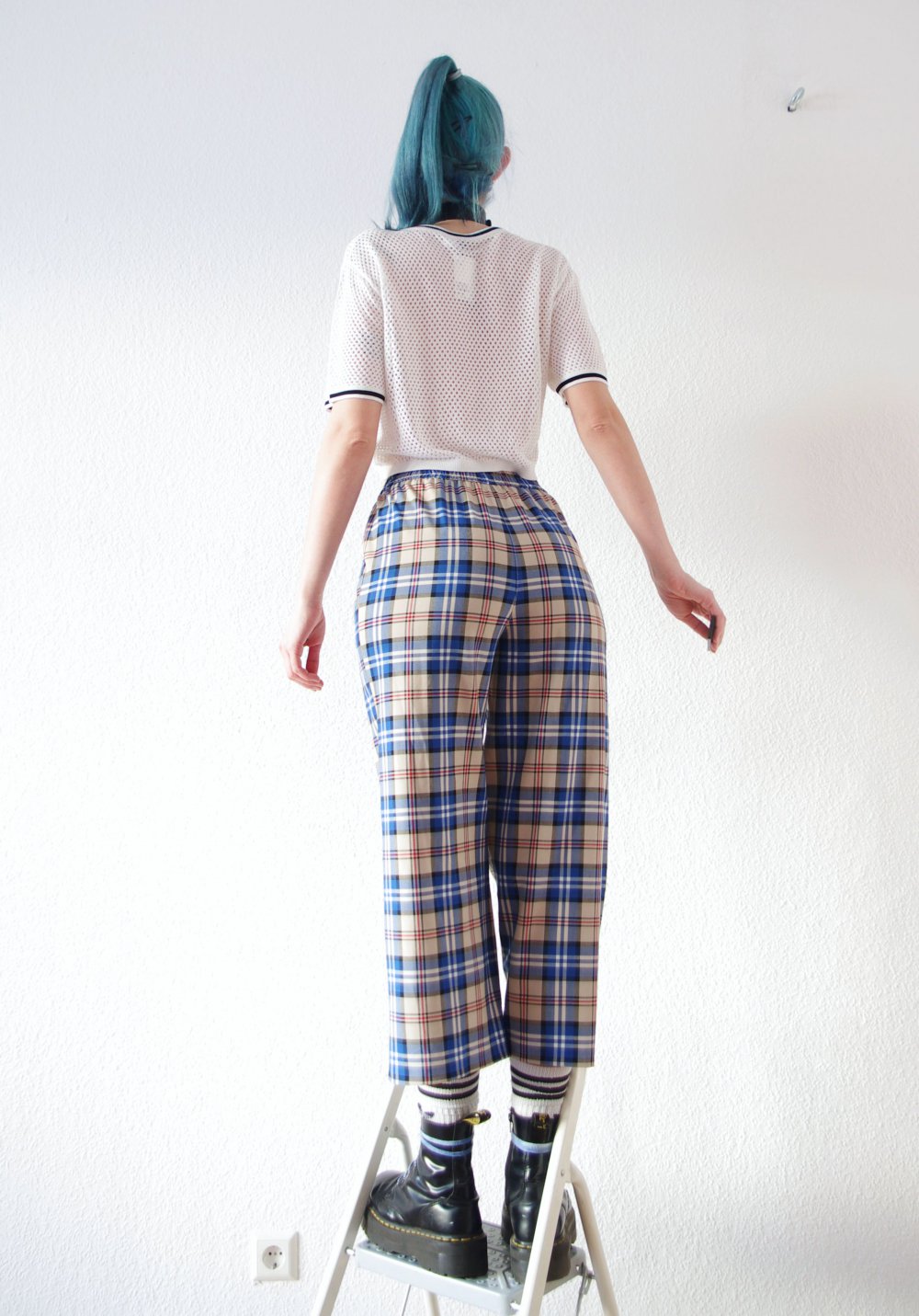 Highwaist retro Hose Gr. M 38 Urban Outfitters kariert Festival Technobarbie y2k