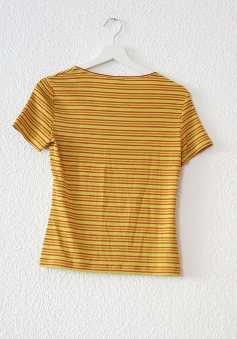 Pinup Joop! retro Shirt Gr. 40 38 M gestreift 70er gestrickt senfgelb rot vintage look