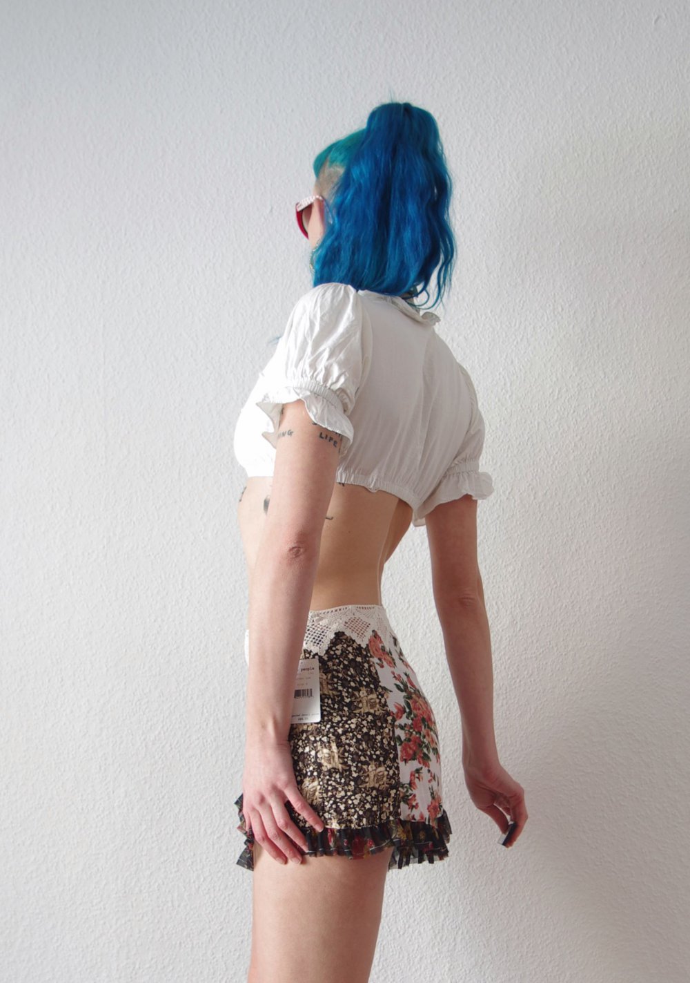 Free People Steampunk Shorts Gr. XS S M Print oversized Datenight Technoelfe shabby chic