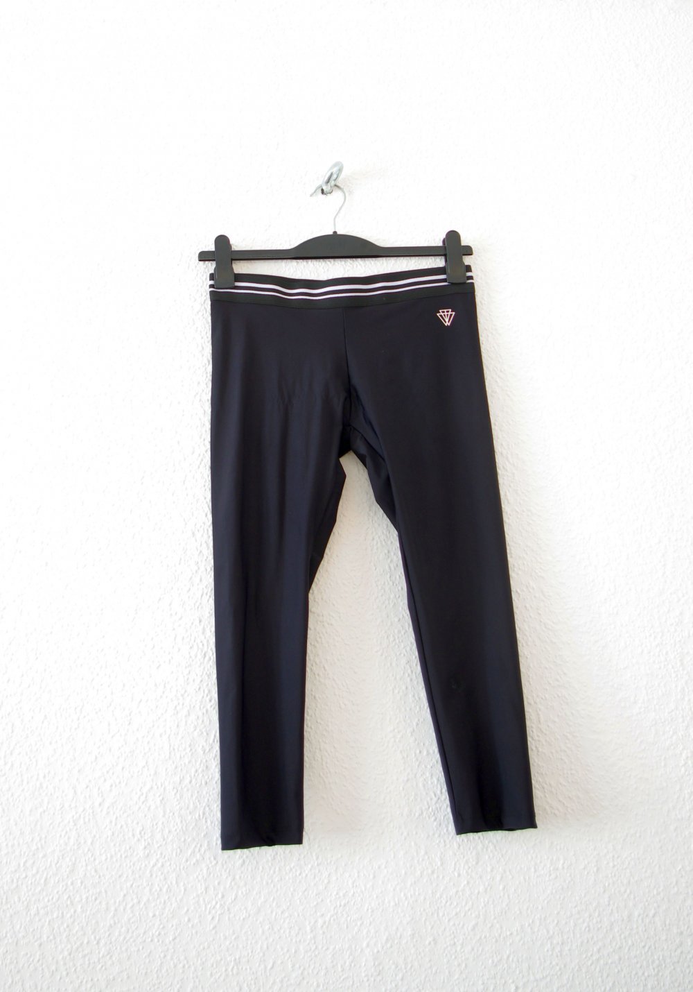 Shiny 3/4 Leggings Gr. S M 38 schwarz weiß Print Running Tights Technobarbie Festival