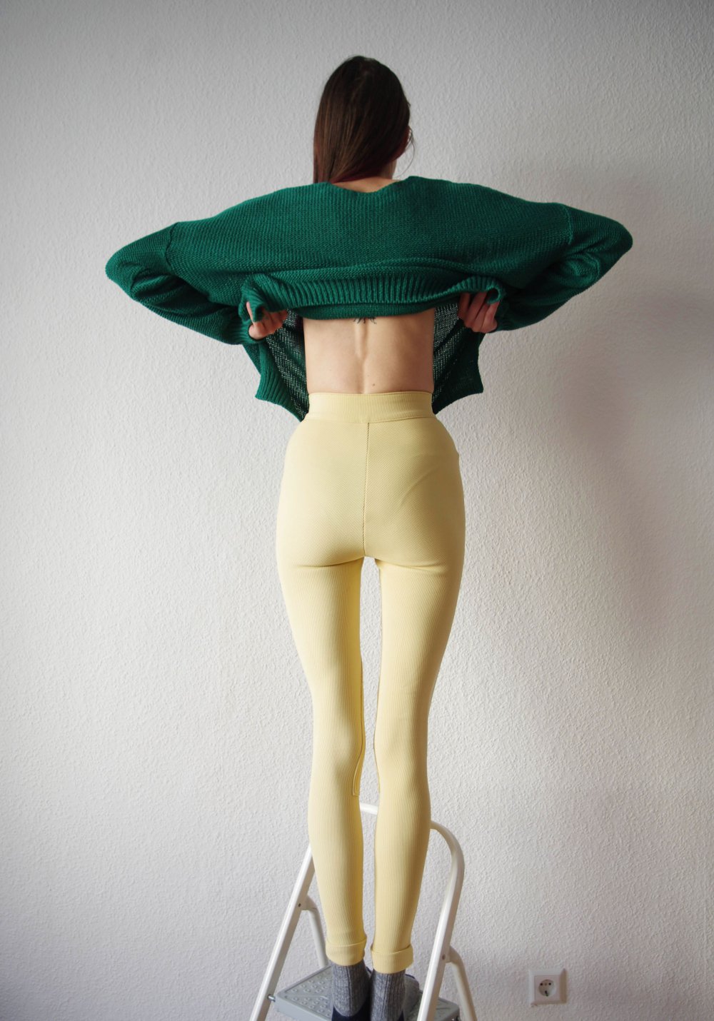Pastellgelbe American Apparel Ridingpants Gr. XS S Technobarbie Rave Leggings y2k 90er