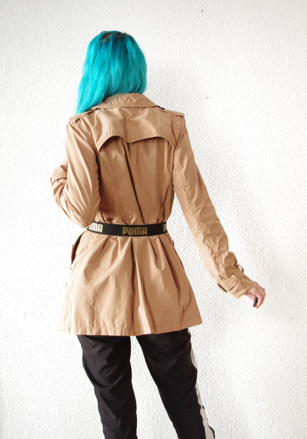 Lässiger Trenchcoat nude Gr. 38 M retro Zweireiher hellbraun 80er elegant Jacke Mantel