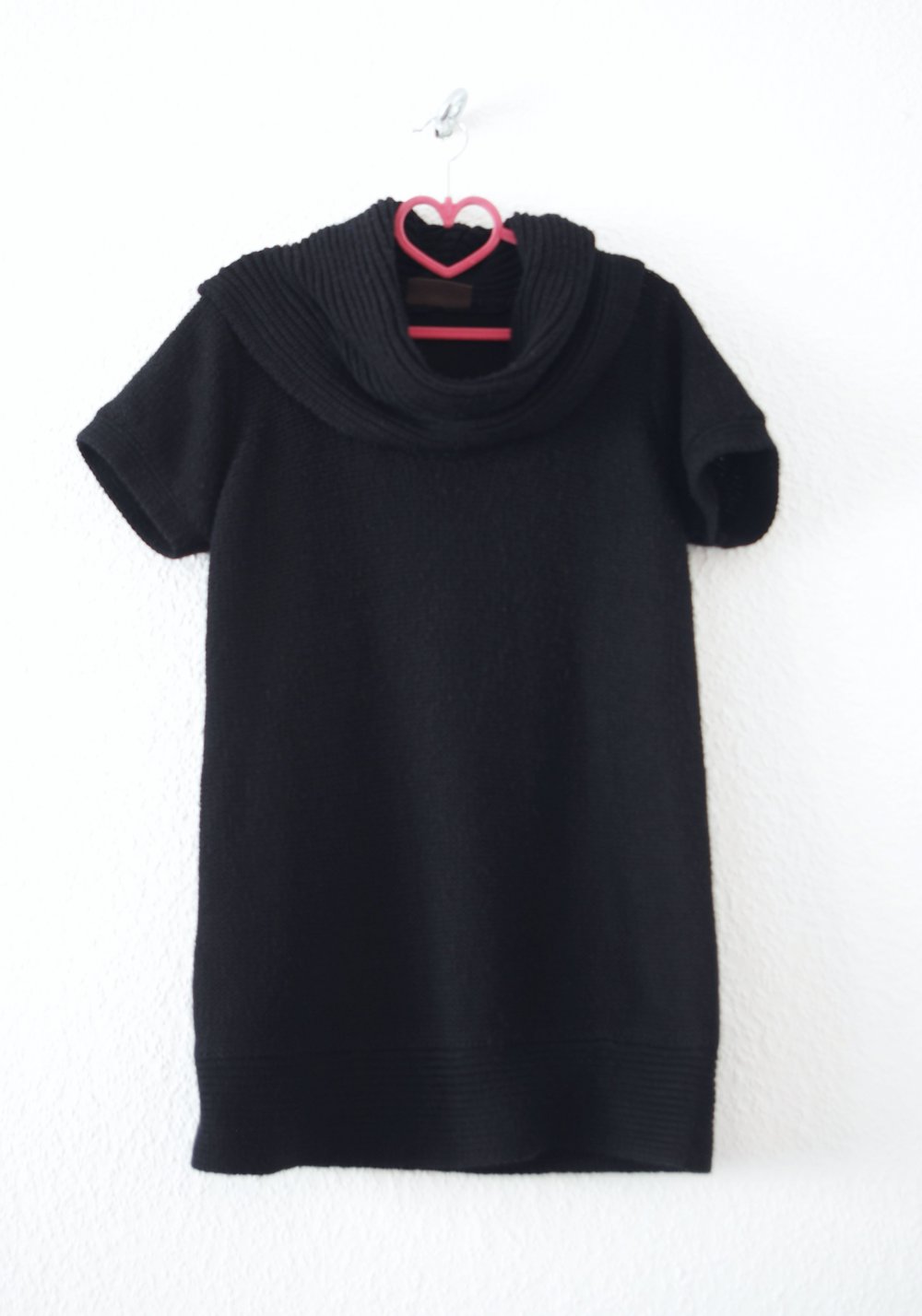 Postapokylaptischer Longpulli Gr. L M oversized Strickkleid schwarz XXL Kragen Techno