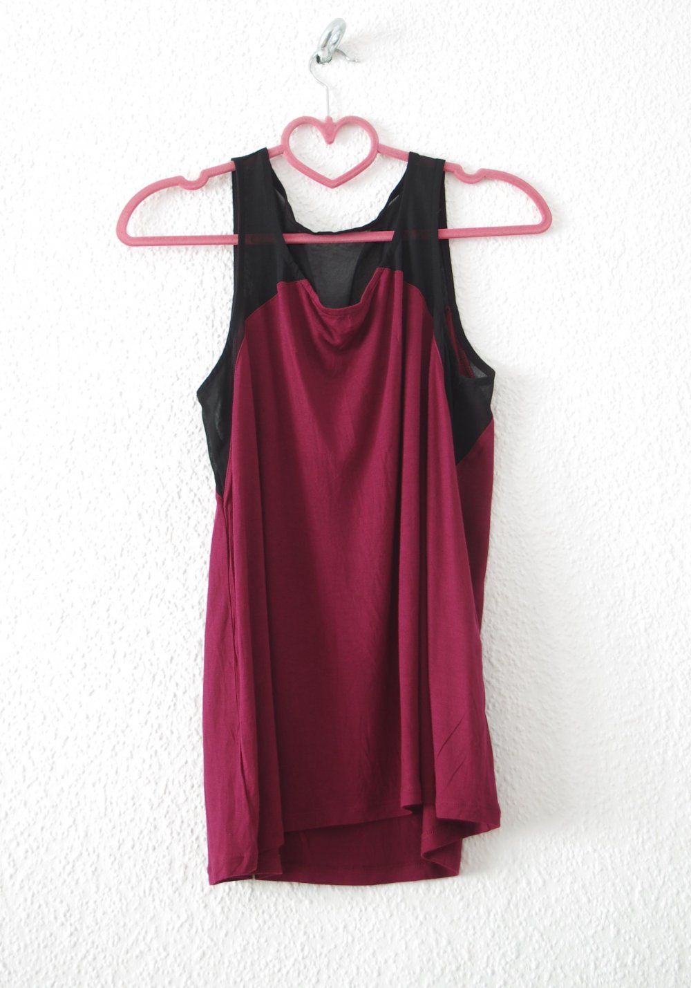 Elfenhaftes weiches Longtop Gr. S M 36 38 Zara ärmellos Mesheinsatz dunkelrot schwarz