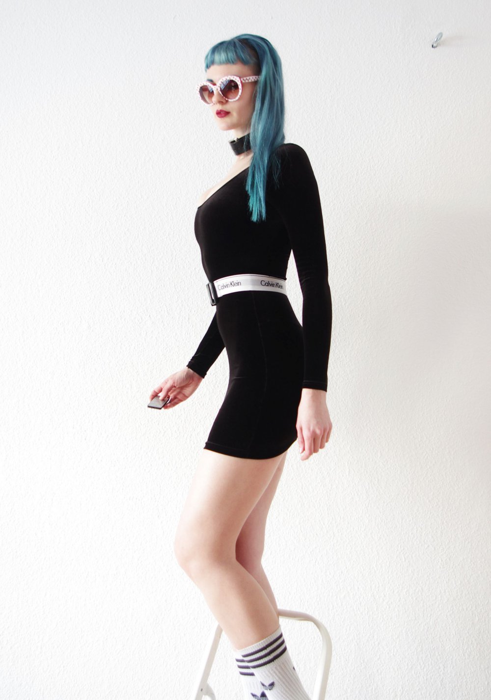 Rückenfreies American Apparel Samt Kleid Gr. S Festival Technobarbie y2k