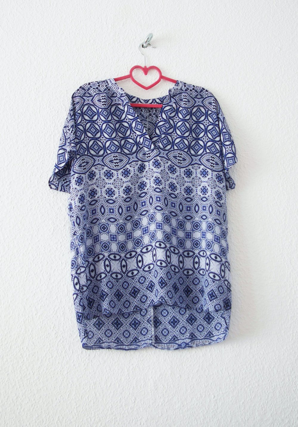 Lockeres Festival Shirt Gr. 40 M Technoelfe Rave weiß Mandala-Muster Hippie boho