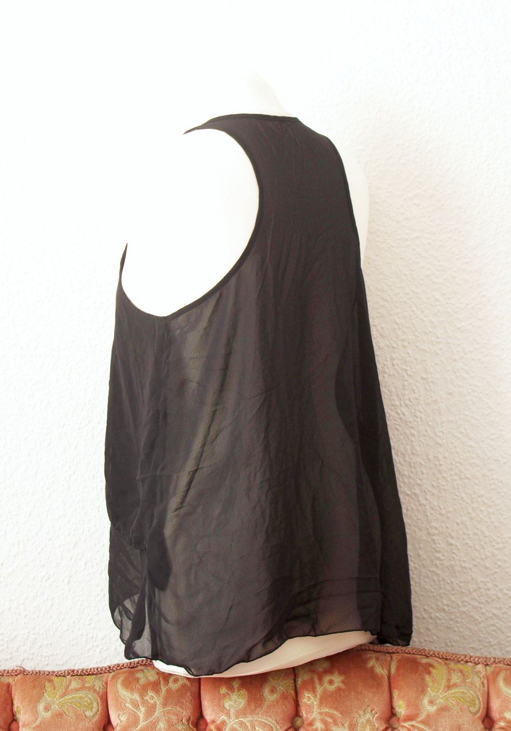 Durchsichtiges Mesh Top Gr. S M Pinup retro Blusentop Technoelfe Tanktop schwarz