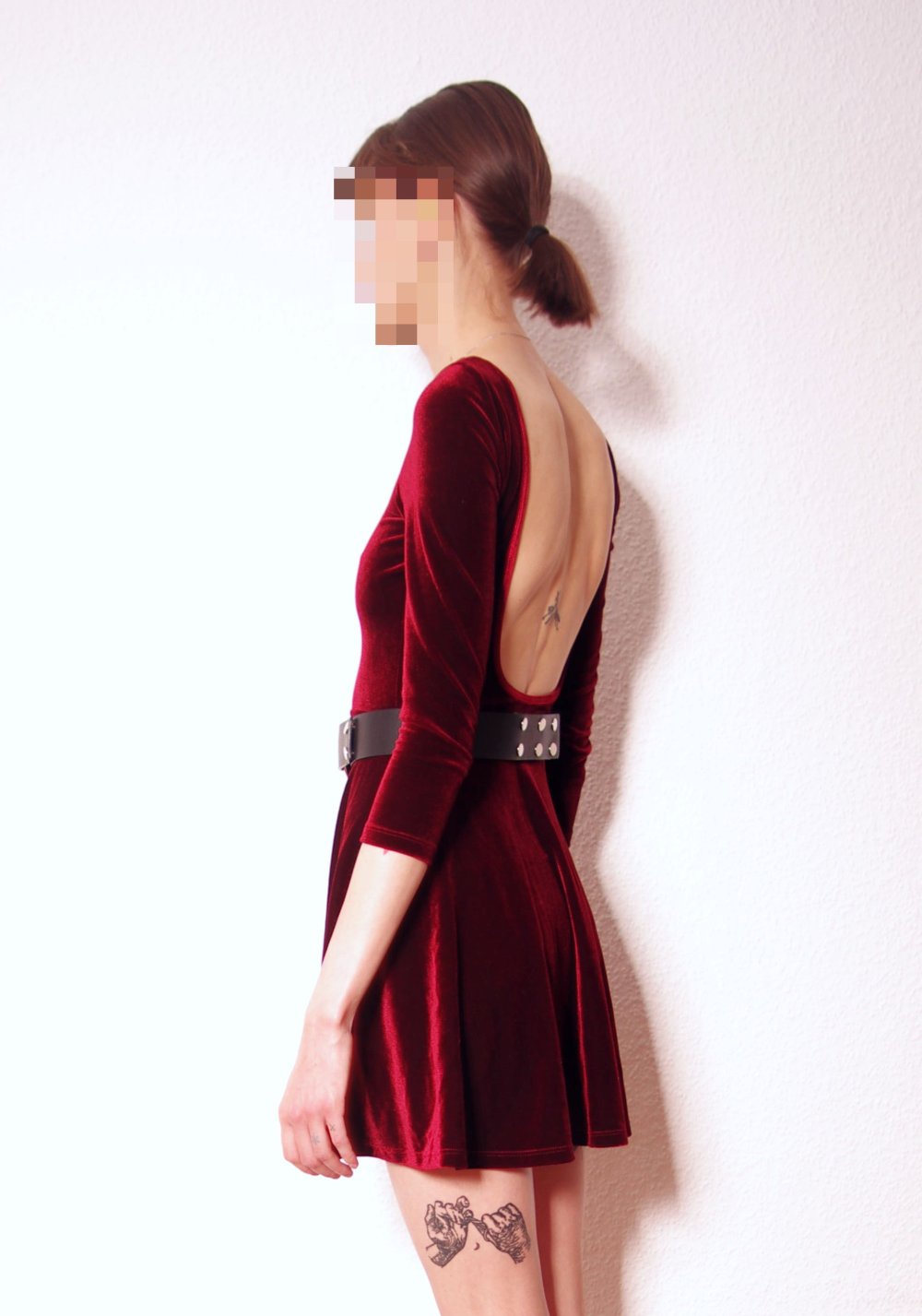 Großartiges blutrotes American Apparel Skaterkleid Gr. S 36 Rückenausschnitt Samt