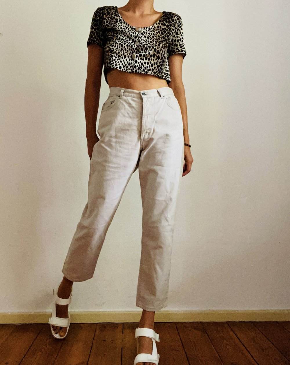 Vintage High Waist Jeans in Naturweiß