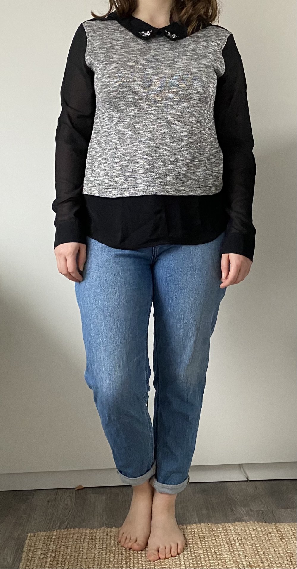 Melierte Bluse mit Kragen