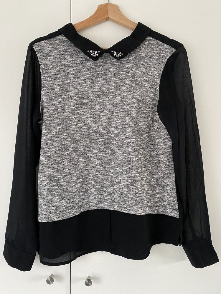 Melierte Bluse mit Kragen