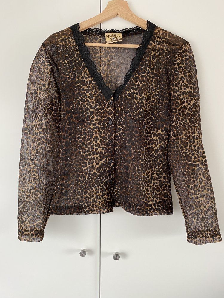 Transparente Bluse mit Leo Print