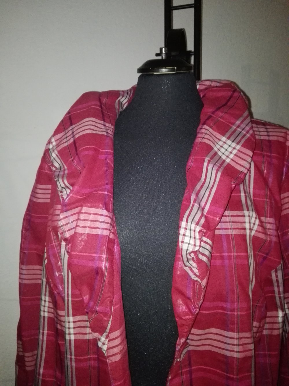 Neu Damen Ulla Popken Blusenjacke 50/52 Rot/Erdbeer kariert