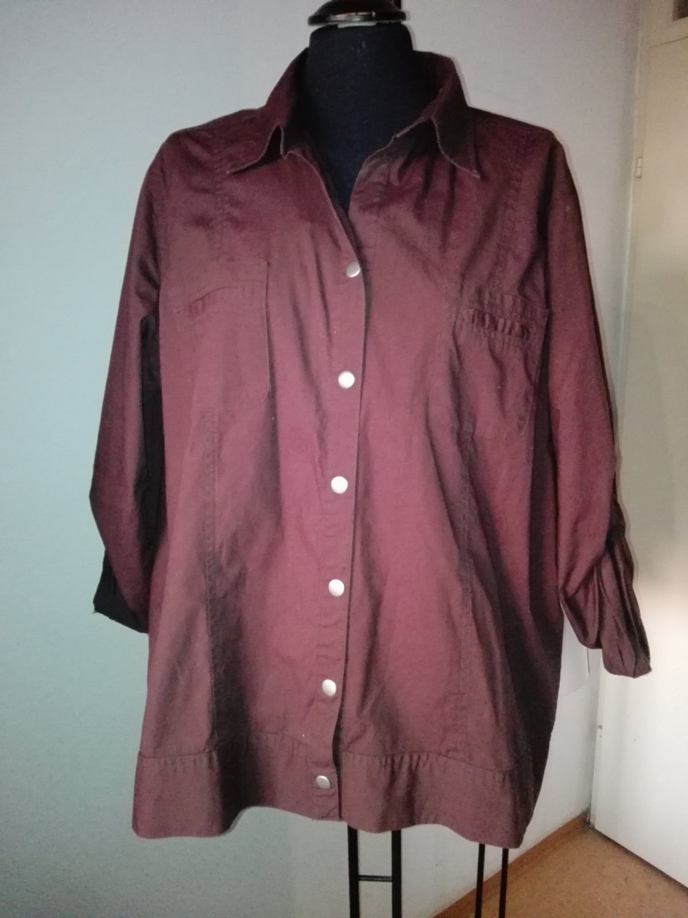 Bluse Hemd Blusenjacke Gr. 52 Braun Neu Stretch
