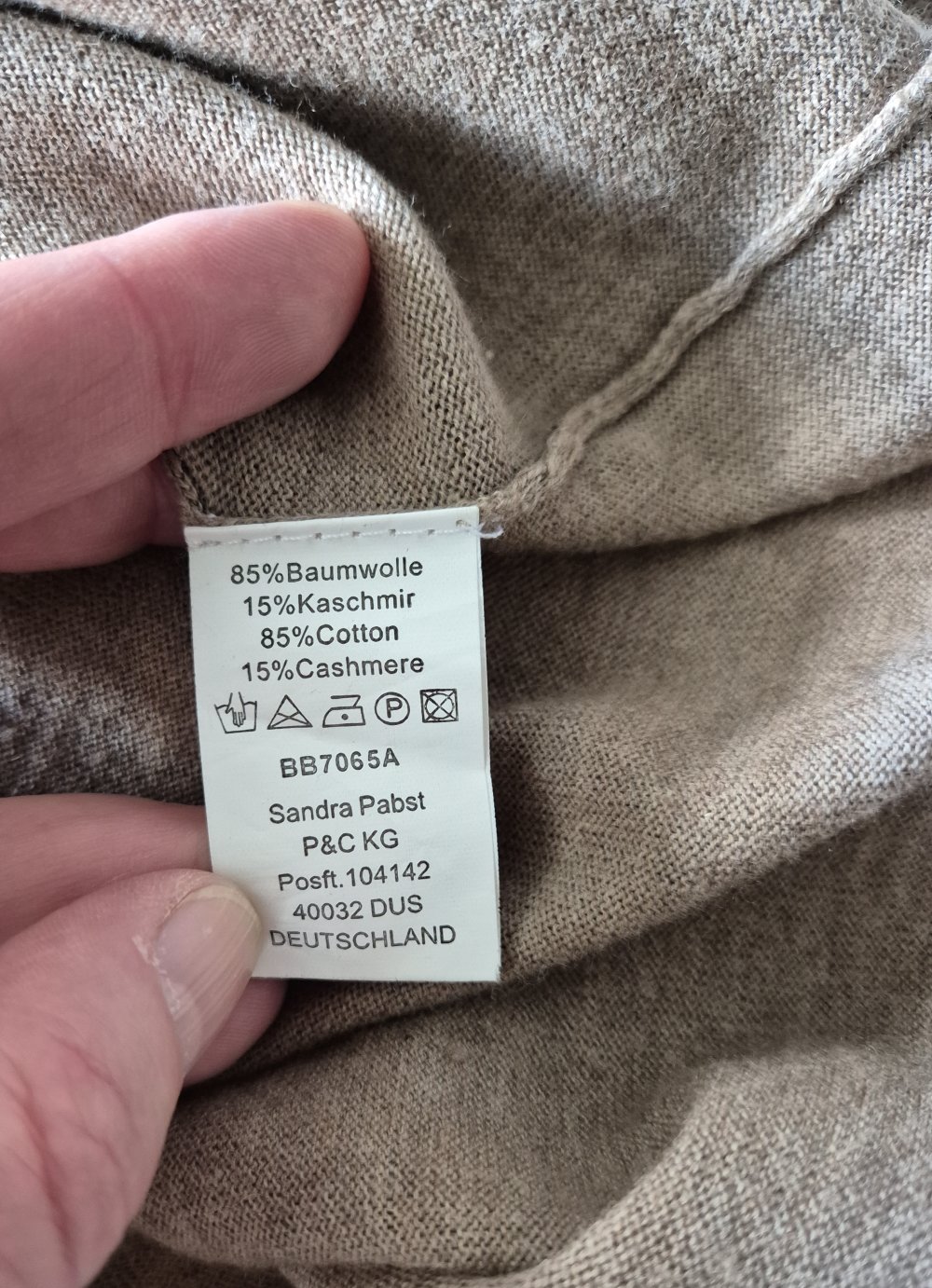 Sandra Pabst T-Shirt beige Gr 38 mir Kaschmir
