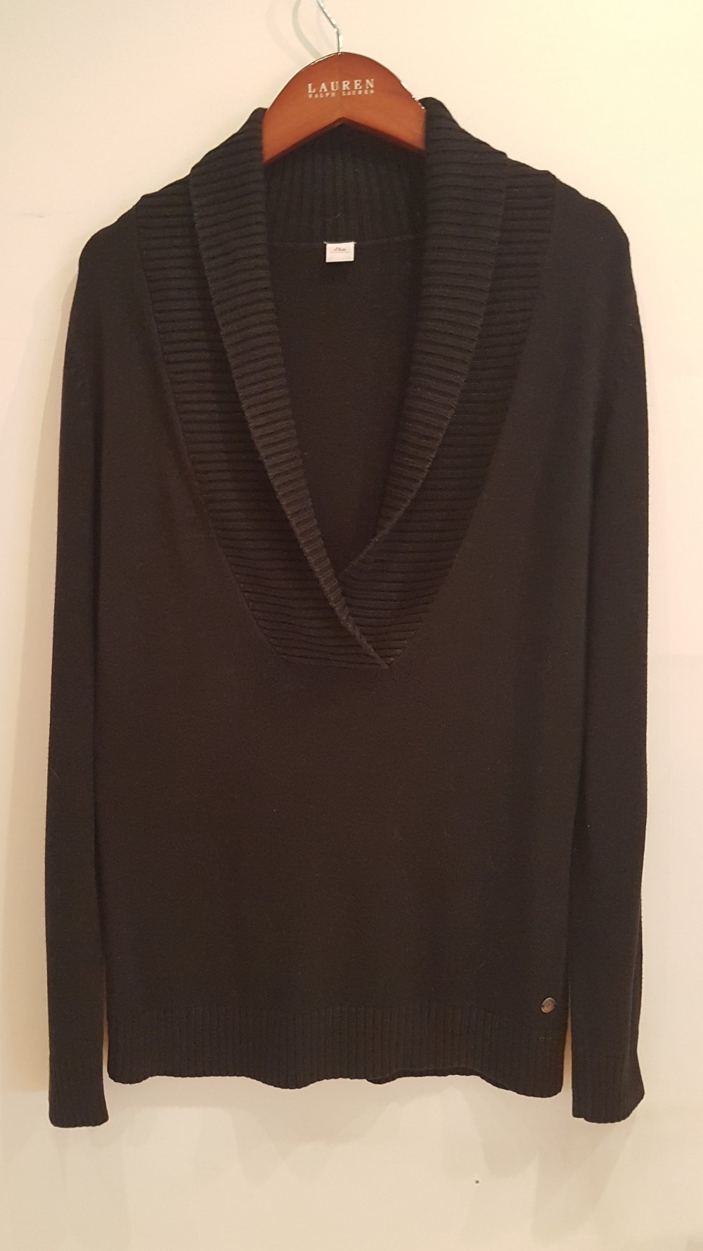 S. Oliver Pullover, V-Ausschnitt, schwarz, Gr. 40