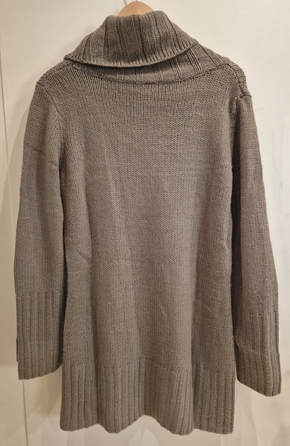 Manguun Strickpullover Zopfmuster Rollkragen taupe Gr L