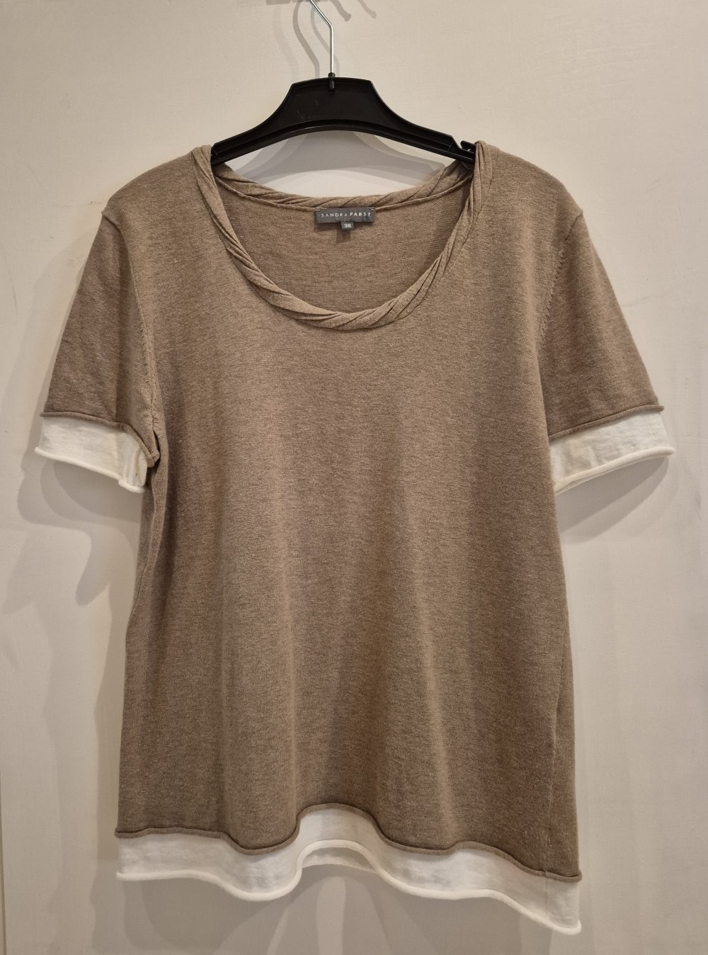 Sandra Pabst T-Shirt beige Gr 38 mir Kaschmir