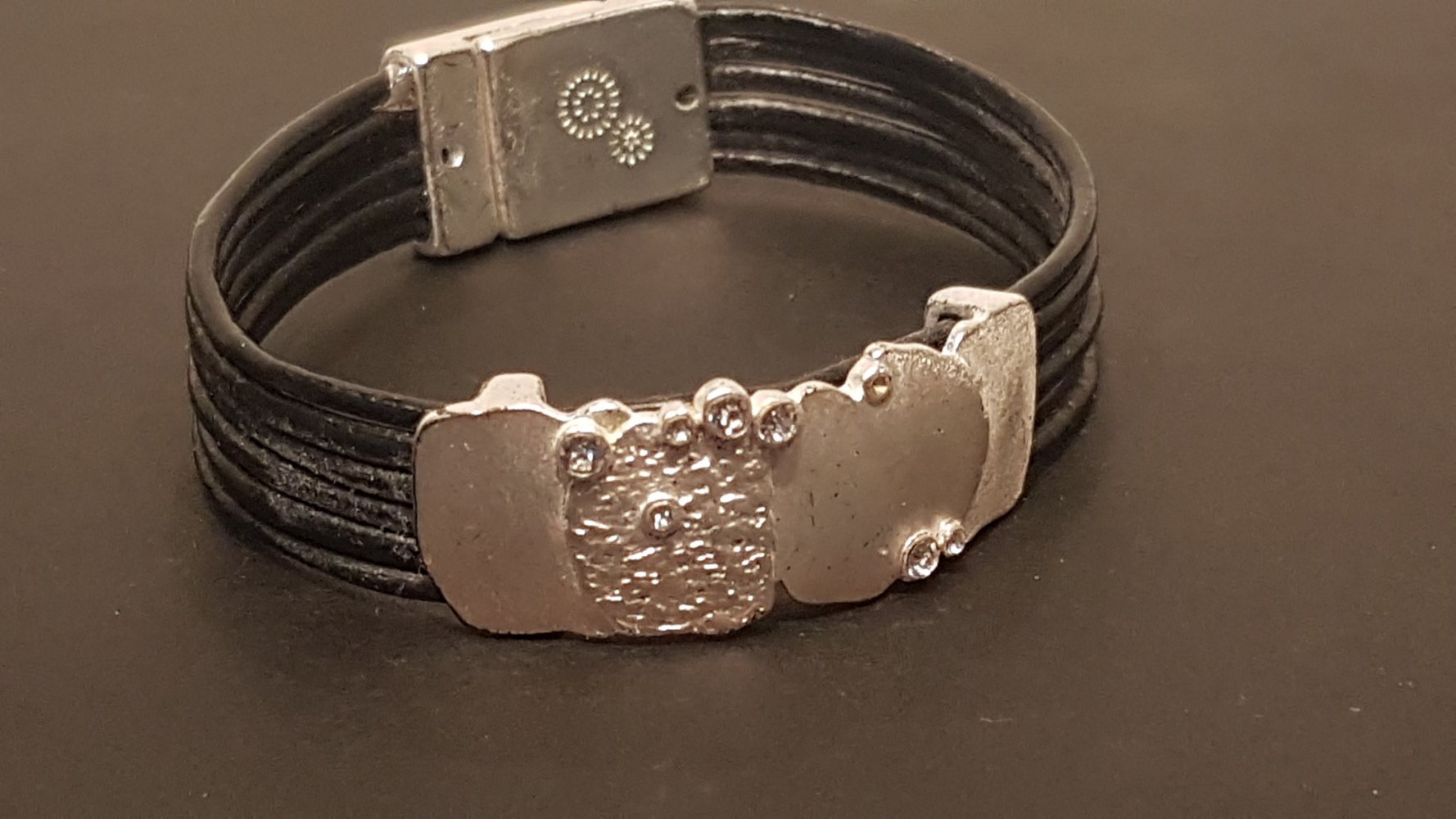 Armband Metall, Kunststoff silberfarben schwarz